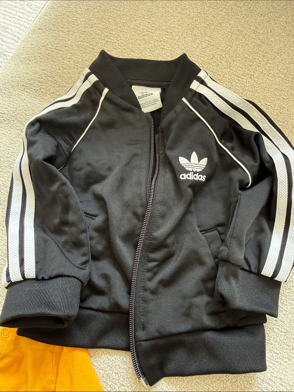 adidas Black Kids' Track Jacket with White Stripes